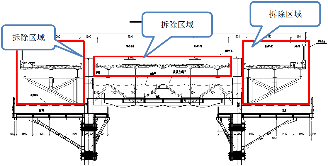 三大拱区拆除区域示意图