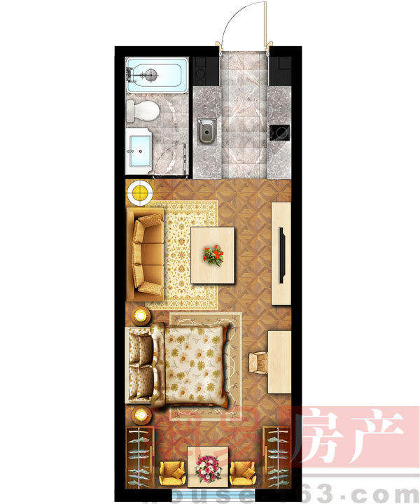 e戶型一房一廳一衛38平